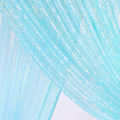 Blue Iridescent Sequin Backdrop 8ft x 8ft Glitter Photo Booth Black Backdrop Curtains