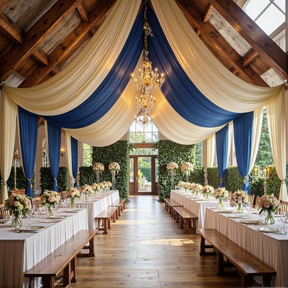 30ft x 15ft Beige Wrinkle Free Backdrop Curtains for Parties,Silky Polyester Fabric Wedding Ceiling Drapes, 6 Panels 15ft Photo Back Drop Drapes for Baby Shower Photography Stage Background Cloth