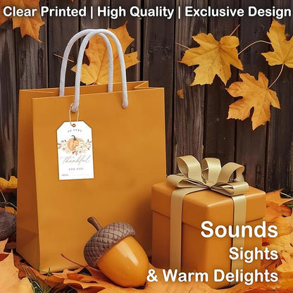 50 Pcs Fall Gift Tags, 2.1"×3.5" Autumn Florals Thank You Gift Tags for Party Favors, Pumpkin Thanksgiving Gifts Tags for Party Favor - B09