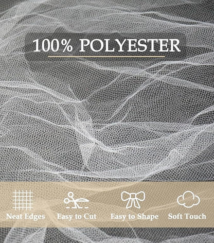 White Tulle Fabric 108" x 10 Yards (30FT) Tulle Bolt for Wedding Decoration DIY Tutu Party Backdrop Baby Shower Table Skirts Christmas Gift Wrapping