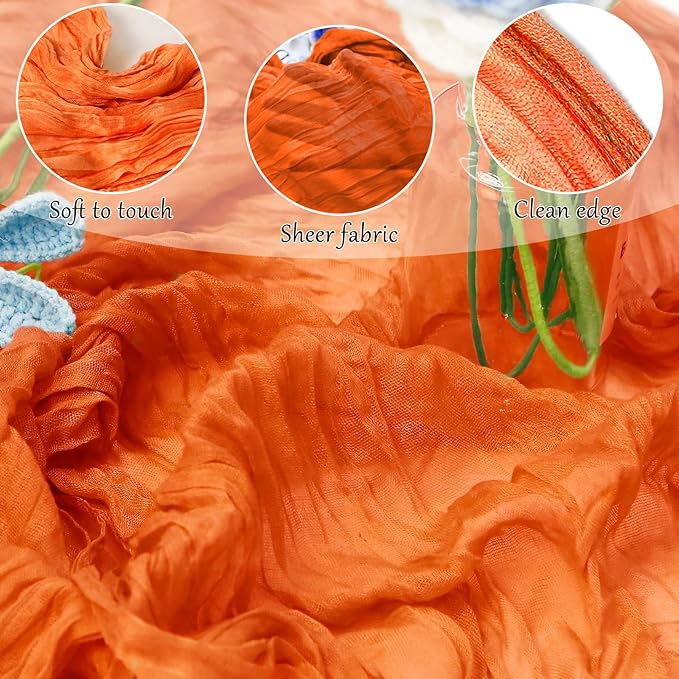 1-Pack Orange Cheesecloth Table Runners – 10FT (35x120 Inch) Boho Rustic Gauze Fabric Cheese Cloth Table Runner for Weddings, Baby Showers, Bridal Shower, Farmhouse & Birthday Party Decor