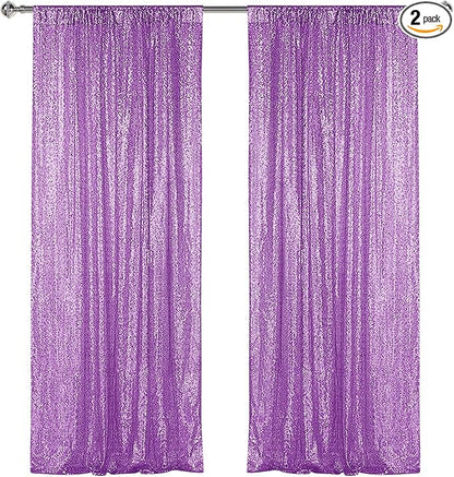 Sugargirl Lavender Purple Sequin Backdrop Curtain 2 Panels 2FTx8FT Glitter Lavender Background Drapes Sparkle Photography Backdrop for Party Wedding Birthday Wall Decoration