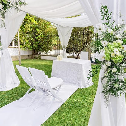 Wedding Arch Draping Fabric 3 Panels 30" x 32 ft White Wedding Arch Drapes for Ceremony Chiffon Fabric Drapes Arbor Drapery Decorations for Reception Sheer Backdrop Curtains for Party Ceremony