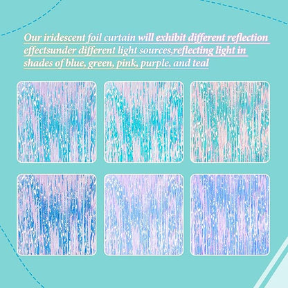 3 Pack Foil Fringe Backdrop - Iridescent Shiny Tinsel Curtains for Party Decoration/Photo Booth Props - 3.3x8.2 FT Metallic Foil Backdrop for Birthday, Wedding, Graduation, Christmas.