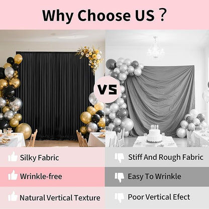 10x10ft Backdrop Curtains for Parties, 2 Panels 5x10ft Photography Backdrop Curtain with Rod Pocket,Backdrop Polyester Background Drapes,Wedding Backdrop Drapes for Birthday Baby Shower Home Decor