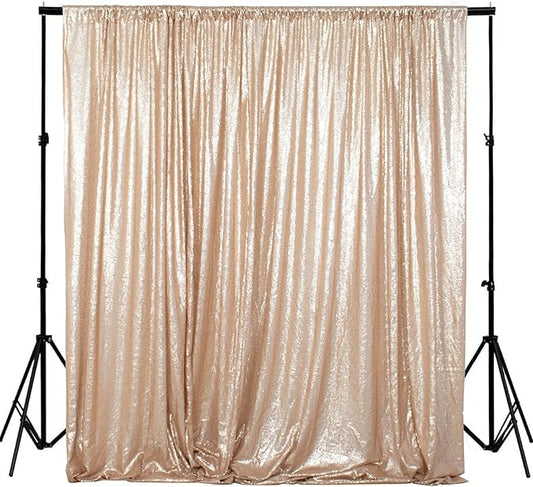 ShinyBeauty PHOTOBOOTH Backdrop Best Choice 4FTx7FT Champagne Sequin Fabric, Copper Sequin Curtains, Wedding Photography Backdrop (Buy it Now)