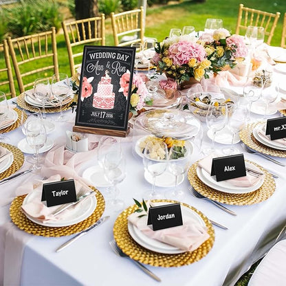 29 Pcs Chalkboard Sign Set, 7.9" x 5.1" Desktop Board Sign with Wood Base, 4" x 3" Mini Chalkboard Signs, Place Cards, Menu, Message Board, for Shop, Weddings, Parties and Event Decoration