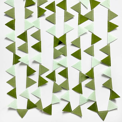 Olive Green Party Decorations Gradient Sage Green Felt Hanging Triangle Mini Bunting Pennant Banner Flag for Neutral Baby Shower Birthday Wedding Woodland Safari Jungle Party Classroom Nursery Decor