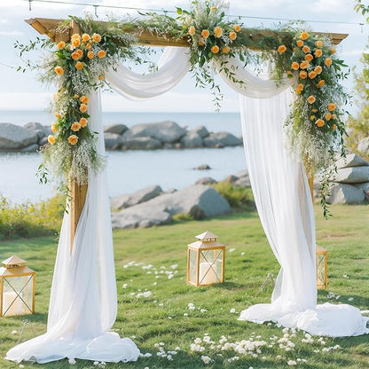 Wedding Arch Draping Fabric White Arch Drapes Sheer Backdrop Curtain for Ceremony Wedding Arches Decor 19Ft Length x 28" Width 1 Panel