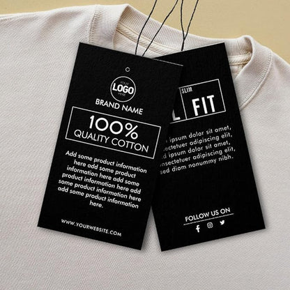 100 pcs Custom Hang Tags - Personalized Clothing Tag with Your Logo & Text - Custom Tags for Handmade Items Clothes Business Ideal for Apparel Jewelry Gift Label Tag