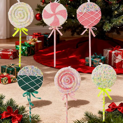 LANGXUN 6pcs Lollipop Candy Land 2025 Xmas Birthday Party Wedding Suppiles Decoration, Hanging Candy Cane Christmas Tree Décor, Christmas Decorative Hanging Ornaments Crafts