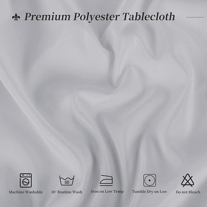 12 Pack Round Tablecloth 120 Inch - Light Grey Polyester Table Cloth for Round Table, Premium Light Grey Tableclothes Washable Fabric Cover for Wedding Party Banquet Restaurant Reception Dining