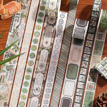 18 Rolls Botanical washi Tape Set for Crafts and Journaling DIY Scrapbooking Supplies Flower washi Tape for Scrapbooking Decorating Tape
