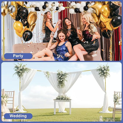 EMART Backdrop Stand, 20x7ft(WxH) Large Adjustable Background Support System with 308° Angle Rotatable Connector, 8 Clamps, 3 Sandbags and Carry Bag for Paties, Wedding, Photography -Titanium Gold