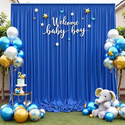 10x10 ft Wrinkle Free Royal Blue Backdrop Curtains for Party Background, Silky Polyester Blue Photo Backdrop Drapes 2 Panels Back Drop Cloth for Wedding Birthday Photography Baby Shower Decor
