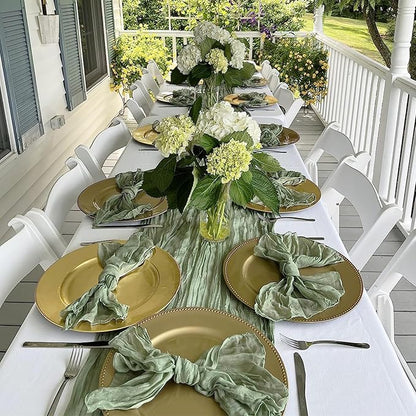 3 Pack Sage Green Cheesecloth Table Runner 10FT 120 Inches Green Gauze Table Runner for Wedding Bridal Shower Baby Shower Fall Thanksgiving Boho Decoration