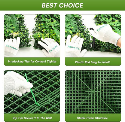 Artificial Grass Wall Panels 20"x20"(6pcs), Hedge Green Wall Decor Backdrop, UV-Anti Fake Greenery Plant Wall Boxwood Panels for Privacy Fence Screen Outdoor Indoor Wedding Garden Backyard
