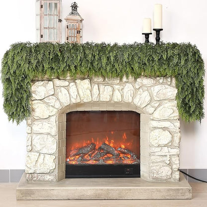 Real Touch Cedar Garland - Artificial Christmas Garlands Faux Green Cedar Fake Pine Needles Garland for Fireplace,Table, Stairs, Mantle, Window,Indoor Outdoor,Home,Holiday Decor(2 PCS,6 FT)