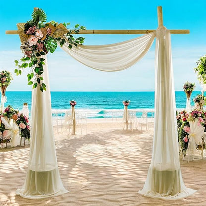 MDS Halloween Chiffon Draping Fabric - 2 Panel, 30" Wide x 40ft Long - Sheer Spooky Arbor & Canopy Drapery for Haunted House Backdrops, Party Ceilings, DIY Costumes & Themed Events - Champagne Gold