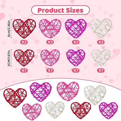 36pcs Valentine's Day Rattan Balls Heart Balls Decoration for Home Decoration Valentine's Day