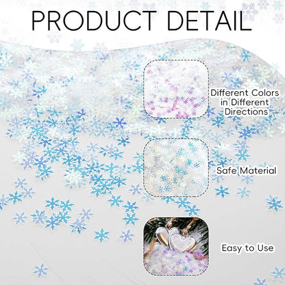2000pcs/50g Christmas Snowflakes Confetti Decorations,Iridescent Snowflake Table Confetti Glitter Snowflake Sequins for Winter Wonderland Party Home Decoration