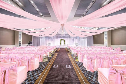 6 Panels Pink Ceiling Drapes for Wedding, 5ftx30ft Ceiling Drapes Cheesecloth Sheer Fabric Curtain Wedding Arch Draping Fabric Romantic Ceilings Decorations for Weddings Party Ceremony Stage