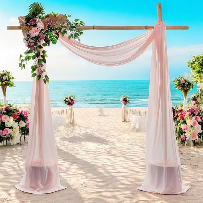 MDS Halloween Chiffon Draping Fabric - 2 Panel, 30" Wide x 20ft Long - Sheer Spooky Arbor & Canopy Drapery for Haunted House Backdrops, Party Ceilings, DIY Costumes & Themed Events - Dusty Rose