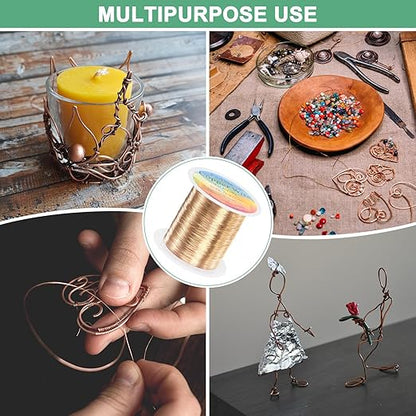 0.2mm Jewelry Wire, 32 Gauge 328FT Craft Wire Copper Beading Wire for Jewelry Making/Planting/Weaving/DIY Crafting, Soft Metal Wires [100M, Champagne Gold]