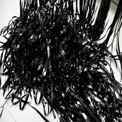 Foil Fringe Curtain Halloweens Party Decorations - Pure Black Tinsel Photo Backdrop Party Steamers Curtains for Birthdays Music Christmas Stranger Theme Parties
