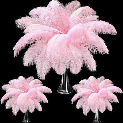 Maitys 90 Pcs Large Natural Ostrich Feathers Bulk 14-16 Inch (35-40cm) 12-14 Inch (30-35cm) 10-12 Inch (25-30cm) Ostrich Feathers Plumes for Centerpieces Wedding(Pink)