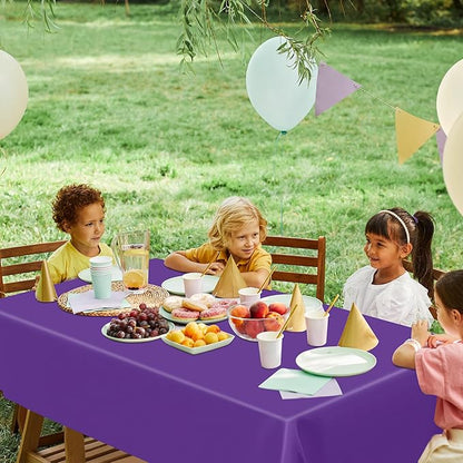 QZYL 12 PCS Purple Plastic Tablecloths, 54 in x 108 in Dinner Table Cloths, Rectangle Table Cover for Birthday Party Family Gathering Wedding