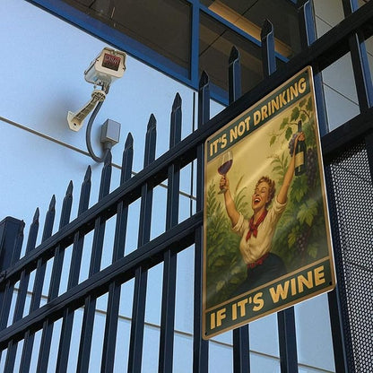 Funny Wine Aluminum Sign - "It's Not Drinking If It's Wine" - Vintage Metal Wall Decor for Bar, Kitchen, or Home - 8"x12"