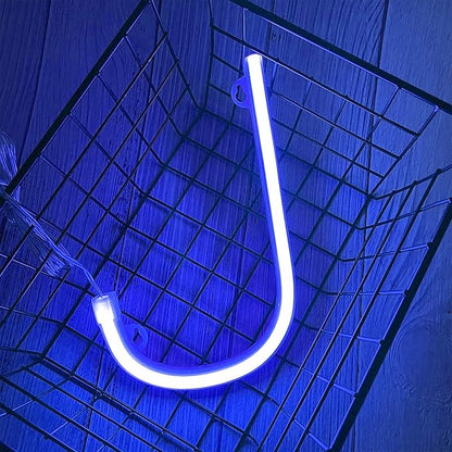 ENUOLI LED Blue Neon Letter Signs Night Light Battery or USB Operated LED Marquee Letters Neon Art Decorative Lights Wall Decor for Children Baby Room Christmas Wedding Party Decoration(J)