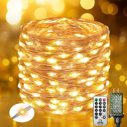 btfarm Fairy Lights Plug in with Remote, 99FT 300 LED Outdoor Twinkle Lights Waterproof with Timer, 8 Modes Indoor String Lights for Bedroom Patio Garden Wedding Christmas Decoration, Warm White