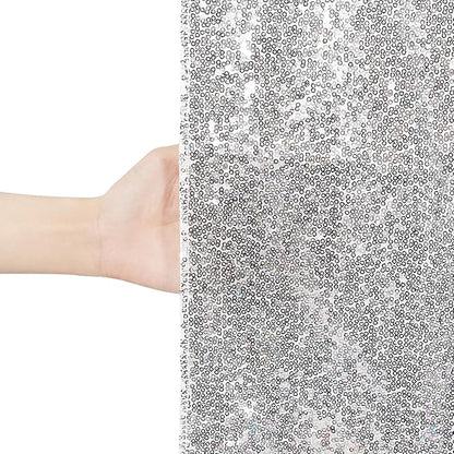 Eternal Beauty Silver Thick Sequin Backdrop, 10x10 Ft Glitter Background Curtains for Shimmer Photography Party Wedding Birthday Back Drop Decor
