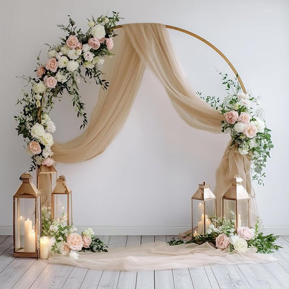 Wedding Arch Draping Fabric 3 Panels 28.7" x 20FT Nude Sheer Chiffon Backdrop Drapes for Wedding Ceremony Birthday Party Bridal Shower Outdoor Decoration
