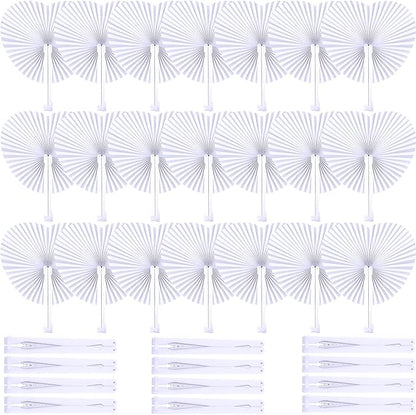 Unittype 150 Packs Wedding Paper Fans Heart Shaped Folding Handheld Fans for Wedding Decorate Guests Favor Anniversary Birthday Party Supplies Home Decor(White)