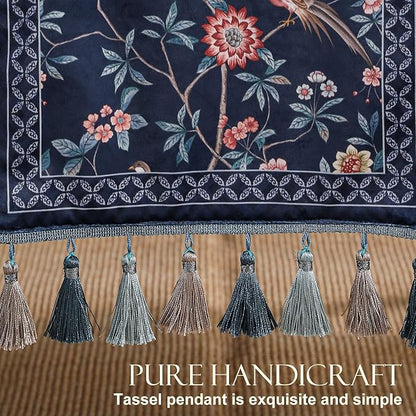 patdrea Vintage Chinoiserie Floral Table Runner Farmhouse for Home Kitchen Dining Decor Parties Family Dinners 12"*71"