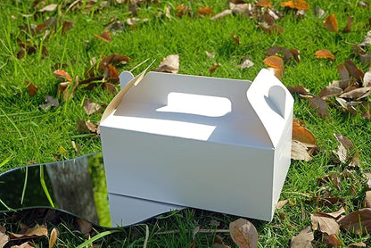 PandaPandaPPS 50 Pack White Gable Boxes (8.25"×5"×4") for Foods, Gifts and Party Favors, Goodie Gift Boxes Treat Boxes for Birthday Party, Wedding, Baby Shower
