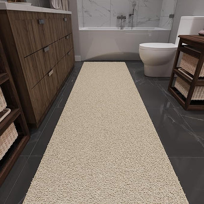 Ottomanson 3' x 20' Shaggy Runner Rug - Plush & Cozy Non-Slip Carpet for Bedroom, Living Room, Bathroom & Entryway - Durable & High-Traffic Friendly for Hallways & Dorms, Cream