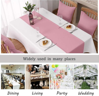 DUALIFE Valentines Day Table Runner 14x72 Inch Pink Table Runner Wedding Anniversary Party Mother's Day Table Runners Decor Hot Pink 2 Pieces