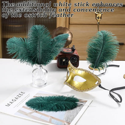 SOGUGOM Green Craft Ostrich Feathers - 30PCS 8-10 inch Ostrich Feathers Kit for Centerpieces, Kindergarten Crafts, Dream Catchers and DIY Projects(Dark Green)