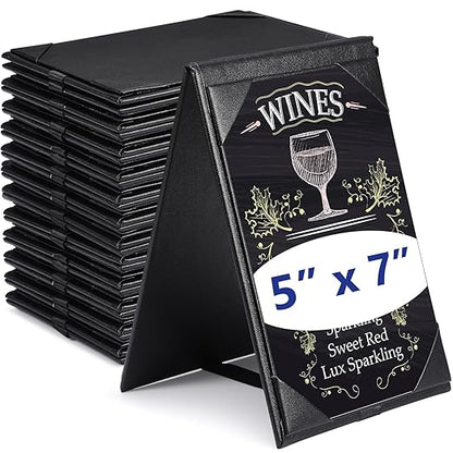 Gerrii Leatherette Table Tents Black PU Leather Menu Covers Bulk Double Sided Frame Sign Holders 2 Side Drink Dessert Menu Folders for Restaurant Coffee Cafe Bar Wedding Supplies(12 Pack,5 x 7 Inch)