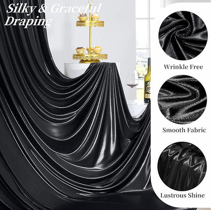10ftx10ft Black Sequin Backdrop Curtain for Parties, Wrinkle Free Thick Glitter Sparkle Photo Backdrop Drapes 2 Panels 5x10FT Shimmer Back Drop Cloth for Wedding Birthday Halloween Background