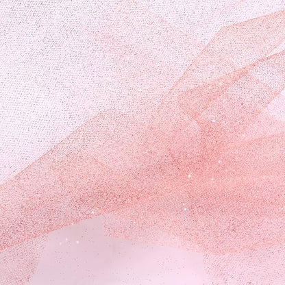 Sparkling Tulle Rolls, 15” by 30 Yards (90FT) Glitter Tulle Spool Ribbon Fabric for Wedding Birthday Bridal Shower Tutu Skirt Party Gift Wrapping(Rose Gold)