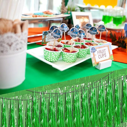 4P Green Foil Fringe Metallic Streamers Banner Tassel Garland for Parade Floats, Bachelorette, Wedding, Birthday, Halloween, Christmas, Bridal/Baby Shower Party Decorations