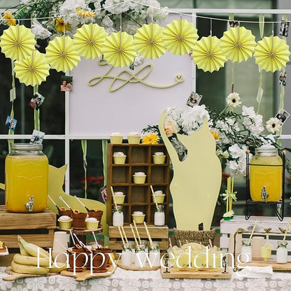 Yellow Hanging Paper Fans,Yellow Accessories Paper Decorations for Party,Color Party Decorations,Bee Themed Classroom Decor,8in Hanging Paper Fans 30 Color DIY Set （Light Yellow）