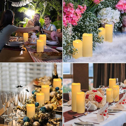 pliadvbu Flameless Pillar Candles with 4 Remote Control and Timer,Realistic Waterproof LED Candles, Long Lasting, Pack of 24 (H 4" 5" 6" x D 2.2"),for Christmas Decorations,Table,Aniversary