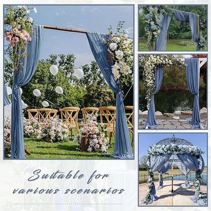 20Ft Length x 28" Width 4 Panels Wedding Arch Draping Fabric Dusty Blue Arch Drapes Chiffon Fabric Sheer Curtains Backdrop for Party Bridal Decorations Wedding Ceremony Ceiling Stage Reception Decor
