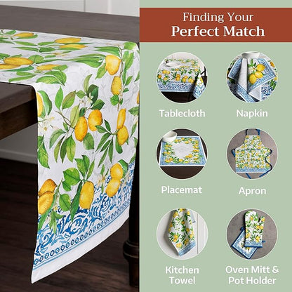 Maison d' Hermine Table Runner 100% Cotton Double Layer Table Runners 108 inches Long Decorative for Home Kitchen Dining Party Baby Shower Wedding Bridal Shower Spring Summer (Cedrat, 14.50" x 108")